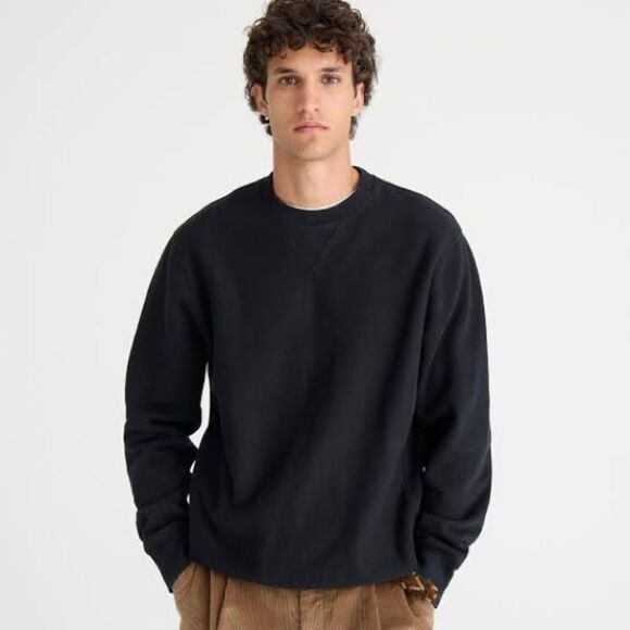 NEW J CREW Heritage 14 oz. fleece sweatshirt in black - Picture 1 of 5